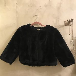 LC Lauren Conrad Faux Fur Black Shrug